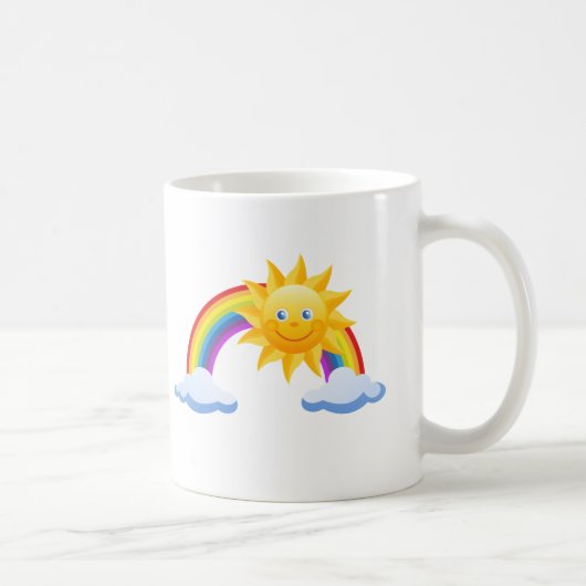 Lächelnder Sonnenschein-Regenbogen Kaffeetasse (Rechts)