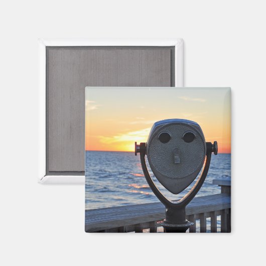 Lächelnder Sucher bei Sonnenuntergang Magnet (Vorderseite/Rückseite)