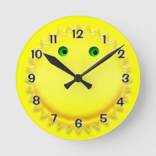 Lächelnder Sun Runde Wanduhr (Vorderseite)