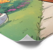 Lächelnder Teddybär mit Geschenk Basket Valentine Poster (Ecke)