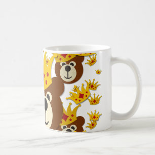 Lächelnder Teddybär mit Krone Kaffeetasse