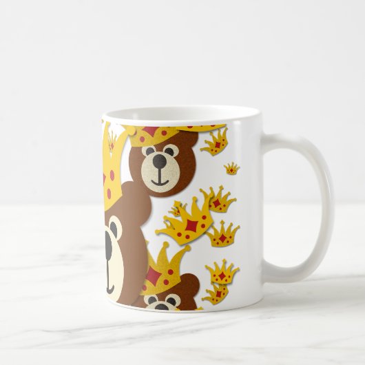 Lächelnder Teddybär mit Krone Kaffeetasse (Rechts)