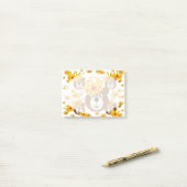 Lächelnder Teddybär mit Krone Post-it Klebezettel (Auf Schreibtisch)