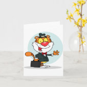 Lächelnder Tiger, der ein Karte (Gelbe Blume)