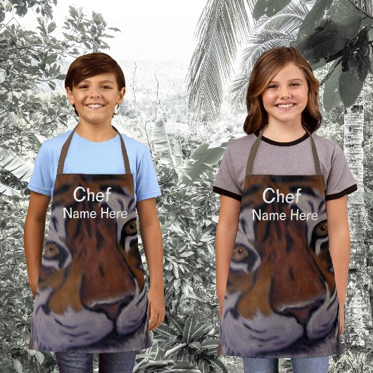 Lächelnder Tiger Kochen Koch (Name hier) Kinder Sc Schürze