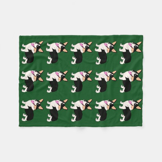 Lächelnder Tricolor Corgi Fleecedecke (Vorderseite (Horizontal))