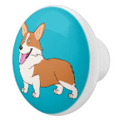 Lächelnder Walisercorgi-Cartoon Keramikknauf (Rechts)