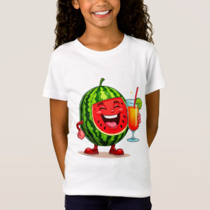 Lächelnder Wassermelonen-Charakter genießt T-Shirt