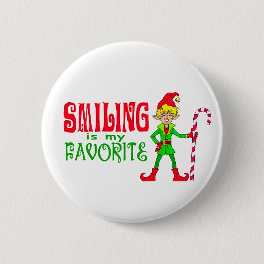 Lächelnder Weihnachtself Button (Vorderseite)