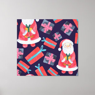 Lächelnder Weihnachtsmann, Aquarell Weihnachten Na Leinwanddruck
