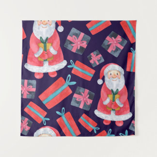Lächelnder Weihnachtsmann, Aquarell Weihnachten Na Wandteppich