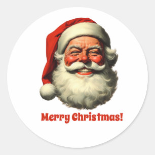 Lächelnder Weihnachtsmann im Retro-Vintage-Stil Runder Aufkleber