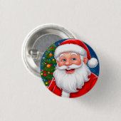 Lächelnder Weihnachtsmann mit roter Mütze Button (Vorne & Hinten)