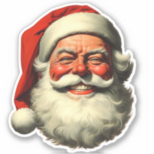 Lächelnder Weihnachtsmann Retro Vintage Stil Die-C Aufkleber