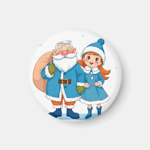 Lächelnder Weihnachtsmann und Schneemädchen Magnet