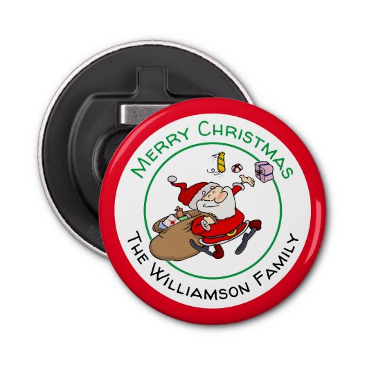 Lächelnder Weihnachtsmann Weihnachtsgeschenk Flaschenöffner (Vorderseite)