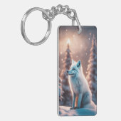 Lächelnder Winterfuchs Schlüsselanhänger (Vorderseite links)