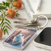 Lächelnder Winterfuchs Schlüsselanhänger (Vorderseite rechts)