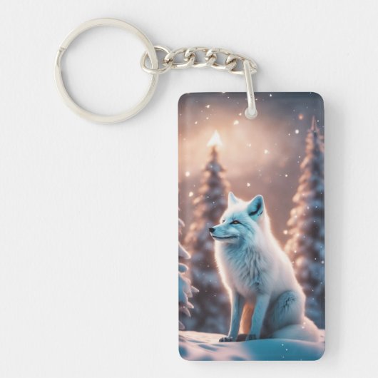 Lächelnder Winterfuchs Schlüsselanhänger (Vorderseite)