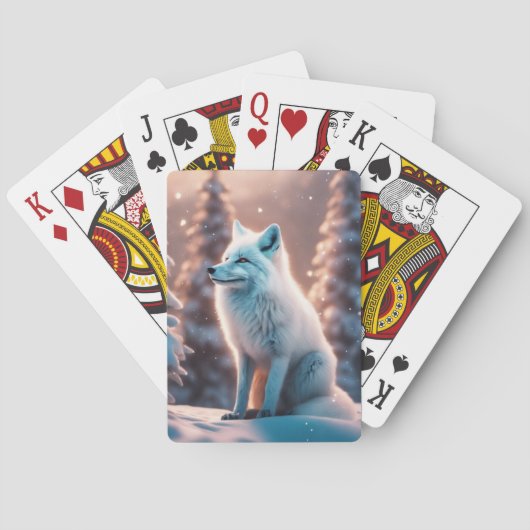 Lächelnder Winterfuchs Spielkarten (Rückseite)