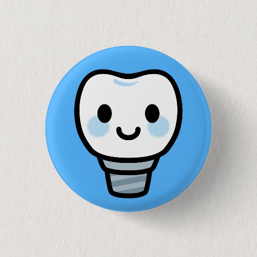 Lächelnder Zahnersatz Button (Vorderseite)