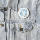 Lächelnder Zeltkartoon-Charakter wird immer glühen Button (Beispiel)
