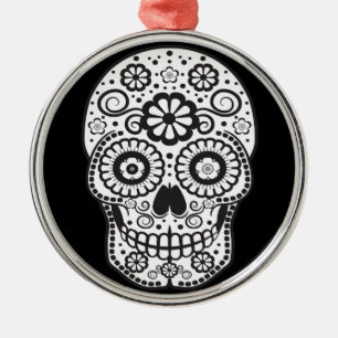 Lächelnder Zuckerschädel Ornament Aus Metall