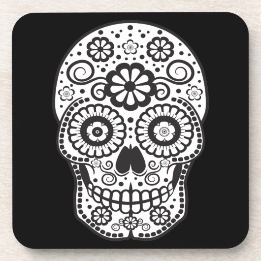 Lächelnder Zuckerschädel Untersetzer (Vorderseite)