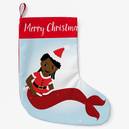 Lächelndes Afrikanisches Amerika - Santa Outfit Kleiner Weihnachtsstrumpf (Vorderseite)