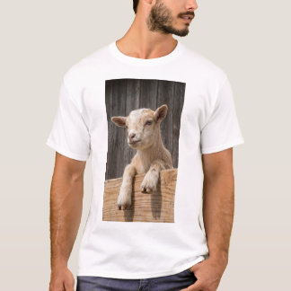 Lächelndes Babyziegen-Landleben-Wandkunst Leinwand T-Shirt