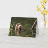 Lächelndes Biber Karte (Gelbe Blume)