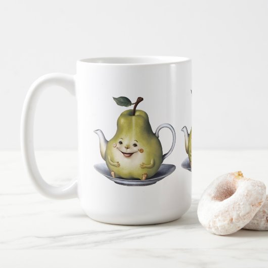 Lächelndes Birnentepot Kaffeetasse (Mit Donut)