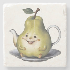 Lächelndes Birnentepot Steinuntersetzer