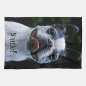 Lächelndes Boston Terrier Geschirrtuch (Horizontal)