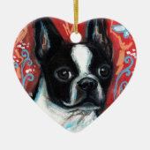 Lächelndes Boston Terrier Keramikornament (Vorne)