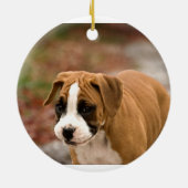 Lächelndes Boxer-Hundeauto oder Baum-Verzierung Keramik Ornament (Hinten)