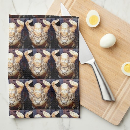 Lächelndes Buddha Muster Handtuch (Viertel Falte)