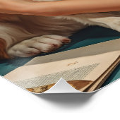 Lächelndes Button in rotem Kleid mit Niedlichem Hu Poster (Ecke)