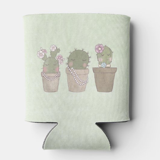Lächelndes Cactus Trio Watercolor-Design Dosenkühler (Rückseite)