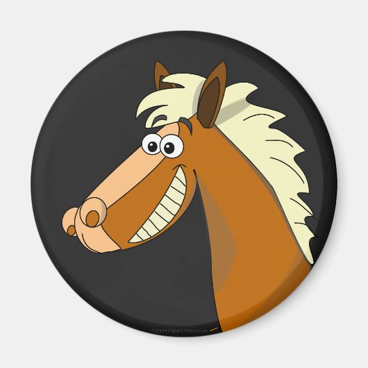 Lächelndes Cartoon Pferd Magnet (Vorne)