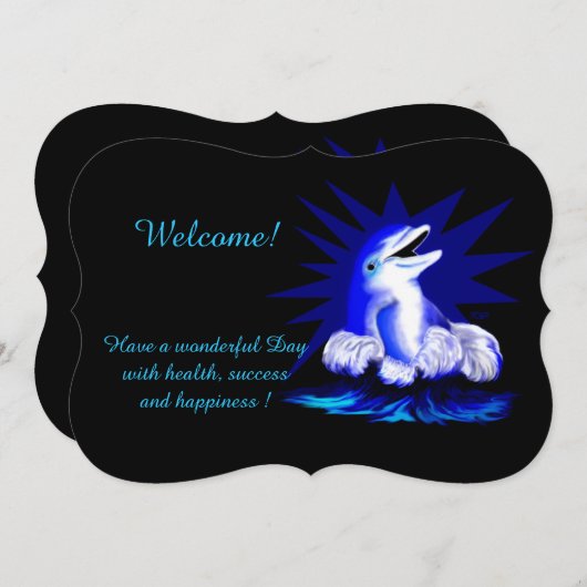 Lächelndes Dolphin, fügen Sie Ihren Text Einladung (Vorne/Hinten)