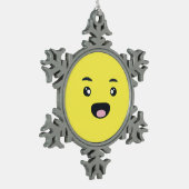 Lächelndes Emoji Schneeflocken Zinn-Ornament (Links)