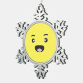 Lächelndes Emoji Schneeflocken Zinn-Ornament (Rechts)
