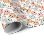 Lächelndes Face Wrapping Paper Geschenkpapier (Rolleneckpunkt)
