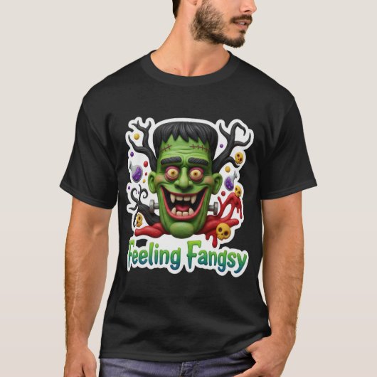 Lächelndes Frankenstein-Monster mit Fangzähnen T-Shirt (Vorderseite)