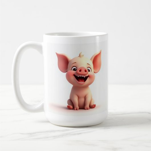 Lächelndes Gesicht Baby Pig Tasse Cup (Links)