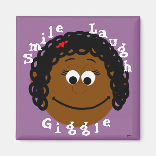 Lächelndes Gesicht dunkle Haut Kleines Mädchen Magnet (Vorne)