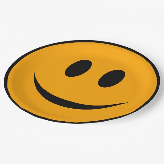 Lächelndes Gesicht Emoji Pappteller (Schrägansicht)