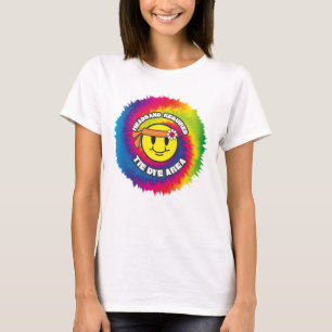 Lächelndes Gesicht groovy Hippie-Tie-Dye-Stirnband T-Shirt