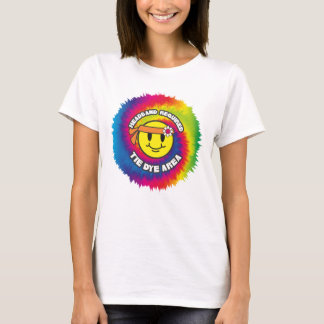 Lächelndes Gesicht groovy Hippie-Tie-Dye-Stirnband T-Shirt